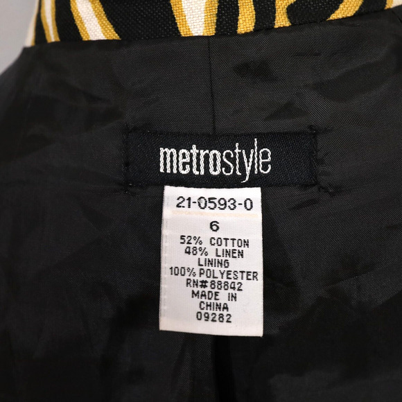 Metro Style Jacket Womens 6 Animal Print Linen Cotton Blend Snaps Lined Vintage - Picture 3 of 14